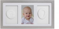 Tiny Memories Footprint or handprint set, tri-frame, baby gift set, silver - Print Set