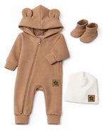 Baby Nellys Growing insulated jumpsuit with cap and booties, 3D - caramel, size 68/74 - Clothes Set