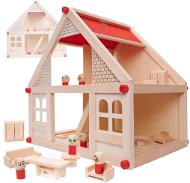 Drevený domček pre bábiky + nábytok a ľudia 40 cm - Domček pre bábiky