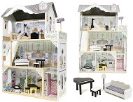 Dřevěný domeček pro panenky + nábytek 122 cm XXL LED - Domeček pro panenky