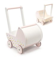 Dětský kočárek pro panenky gondola dřevěný růžový - Doll Stroller