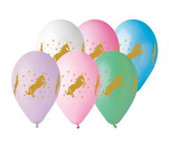 SMART BALLOONS printed balloons 5pcs Unicorn, gold - Balloons