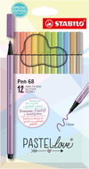 STABILO Pen 68 - Pastellove - 12 db-os szett - 12 különböző szín - Filctoll