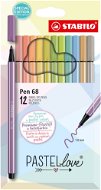 STABILO Pen 68 – Pastelové – 12 ks súprava – 12 rôznych farieb - Fixky