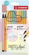STABILO point 88 & STABILO Pen 68 - Pastellove - 12 db-os készlet - 6 db point 88, 6 db Pen 68 - Filctoll