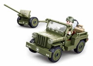 Sluban Army WWII M38 - B0853 Allied jeep and anti-aircraft gun - Building Set