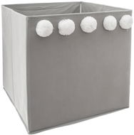 Atmosphera for Kids Úložný box na hračky šedý s bambulemi - Úložný box