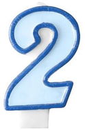 PARTYDECO Narodeninová sviečka 2, modrá, 7 cm - Sviečka