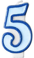 PARTYDECO Narodeninová sviečka 5, modrá, 7 cm - Sviečka
