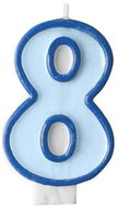 PARTYDECO Narodeninová sviečka 8, modrá, 7 cm - Sviečka