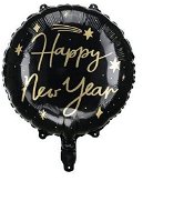 Balón foliový černý happy new year - silvestr - 45 cm - Inflatable Balloon