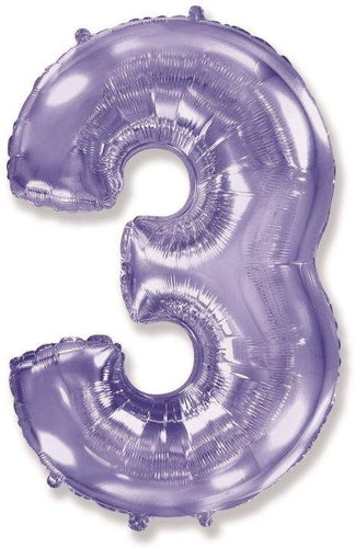 Balloon foil numbers purple - lilac 102 cm - 3 - Inflatable Balloon - Main image