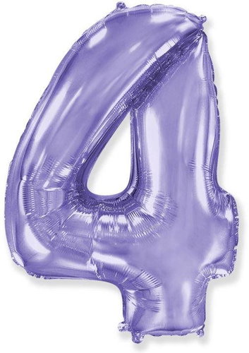 Balloon foil numbers purple - lilac 102 cm - 4 - Inflatable Balloon - Main image