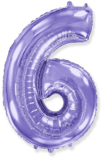 Balloon foil numbers purple - lilac 102 cm - 6 - Inflatable Balloon - Main image