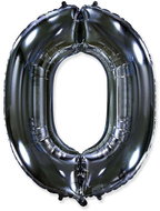 Balloon foil numerals black 102 cm - 0 - Inflatable Balloon
