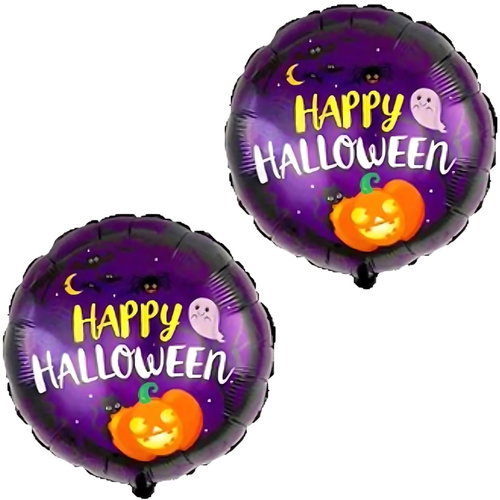 FLEXMETAL Foil balloon, Happy Halloween, round, diameter 45 cm, 2pcs - Balloons - Main image
