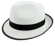 Godan Gangster Hat - White Mafioso with Black Belt - Costume Accessory