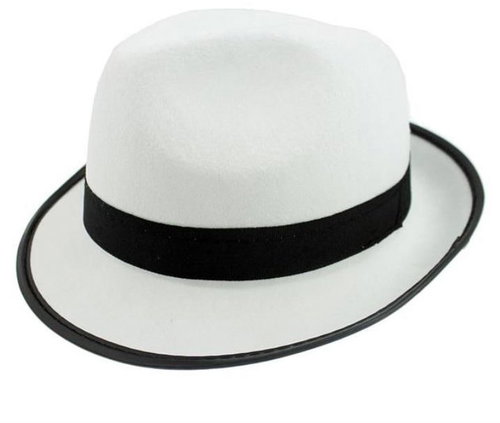 Godan Gangster Hat - White Mafioso with Black Belt - Costume Accessory - Main image