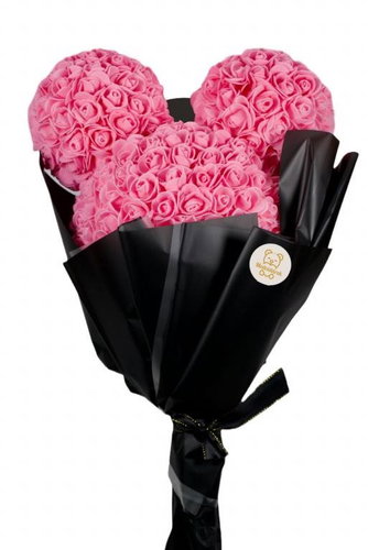 Teddy bear Puget of roses Mickey pink - Rose Bear - Main image