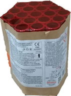 Tarra Fireworks - red/green/lemon/blue crossette battery - 19 shots - Fireworks