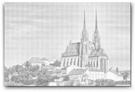 Painting Queens Cathedral Petrov Brno, 40 × 60 cm, with frame - Dotting