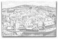 Painting Queens City view of Český Krumlov, 40 × 60 cm, with frame - Dotting