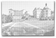 Painting Queens Castle and Chateau Bečov nad Teplou, 40 × 60 cm, with frame - Dotting