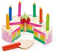 Potraviny do detskej kuchynky Tender Leaf Dřevěný duhový dort na krájení Rainbow Birthday Cake - Jídlo do dětské kuchyňky