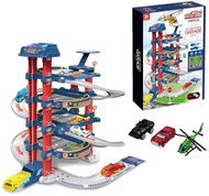 TopKing Parking garage with electric lift - 4 levels car track with 2 cars and SWAT helicopter - Building Set