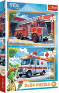Trefl Puzzle 2 × 24 dílků Hasičské auto a sanitka 2v1 - Jigsaw Puzzle