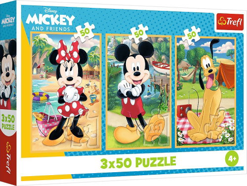 Trefl Puzzle 3 × 50 Pieces Mickey Mouse and Friends: On Holiday 3in1 - Jigsaw Puzzle - Main image