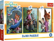 Trefl Puzzle 3 × 80 dílků Zootropolis 2: Zvířecí vyšetřování 3v1 - Jigsaw Puzzle