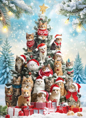 EUROGRAPHICS Cat Christmas Tree Puzzle 1000 pieces - Jigsaw Puzzle - Main image