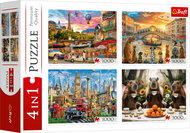 TREFL Puzzle Malovaná města a Kapybary 4 × 1000 dílků - Jigsaw Puzzle