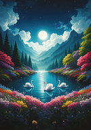 ART PUZZLE Puzzle Swan Lake in the moonlight 500 pieces - Jigsaw Puzzle