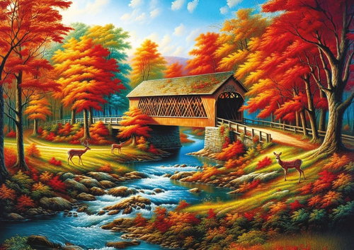 ART PUZZLE Puzzle Bridge lined with trees 500 pieces - Jigsaw Puzzle - Main image