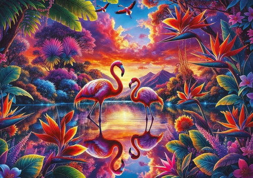ART PUZZLE Puzzle Meeting of the flamingos 2000 pieces - Jigsaw Puzzle - Main image
