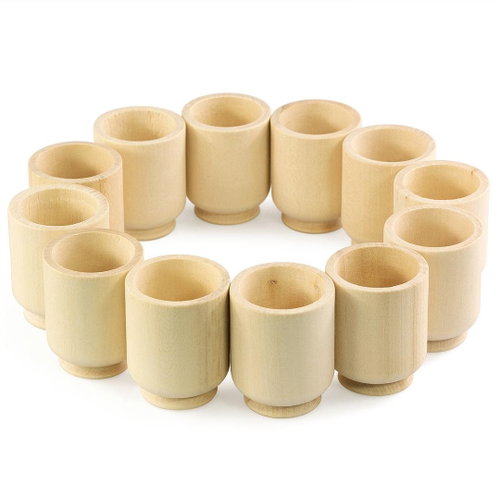 Wooden cups set 12 pieces 4 × 5 cm - Montessori Toy - Main image