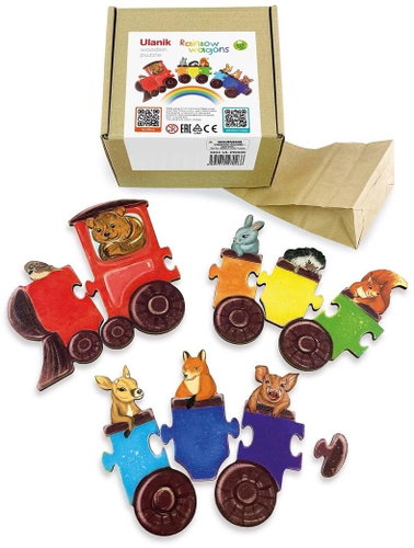 Ulanik Montessori puzzle Rainbow cars - Jigsaw Puzzle - Main image