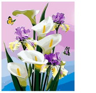 Vikpap Painting by numbers, canvas 30 × 40 cm - White lilies and purple irises - Painting by Numbers