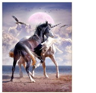 Vikpap Painting by numbers, canvas 30 × 40 cm - Unicorn duel under the lunar sky - Painting by Numbers