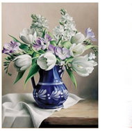 Vikpap Painting by numbers, canvas 30 × 40 cm - Tulips and freesias - Painting by Numbers
