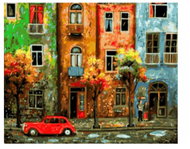 Vikpap Painting by numbers, canvas 40 × 30 cm - colourful city streets - Painting by Numbers