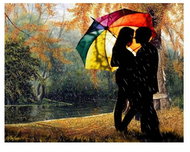 Vikpap Painting by numbers, canvas 40 × 30 cm - Lovers in the rain - Painting by Numbers