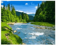 Vikpap Painting by numbers, canvas 40 × 30 cm - Peaceful mountain river - Painting by Numbers