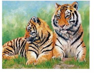 Vikpap Painting by numbers, canvas 40 × 30 cm - Tiger family - Painting by Numbers
