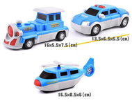 MagCars - locomotive, helicopter and police car - Building Set