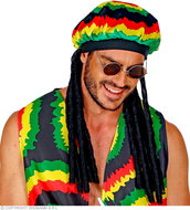 Widmann Rasta cap with dreadlocks - Costume Accessory