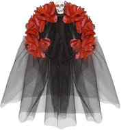 Widmann Black Halloween veil with skull and flowers - Costume Accessory