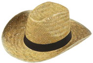 Widmann Men's straw bag with black ribbon - Costume Accessory